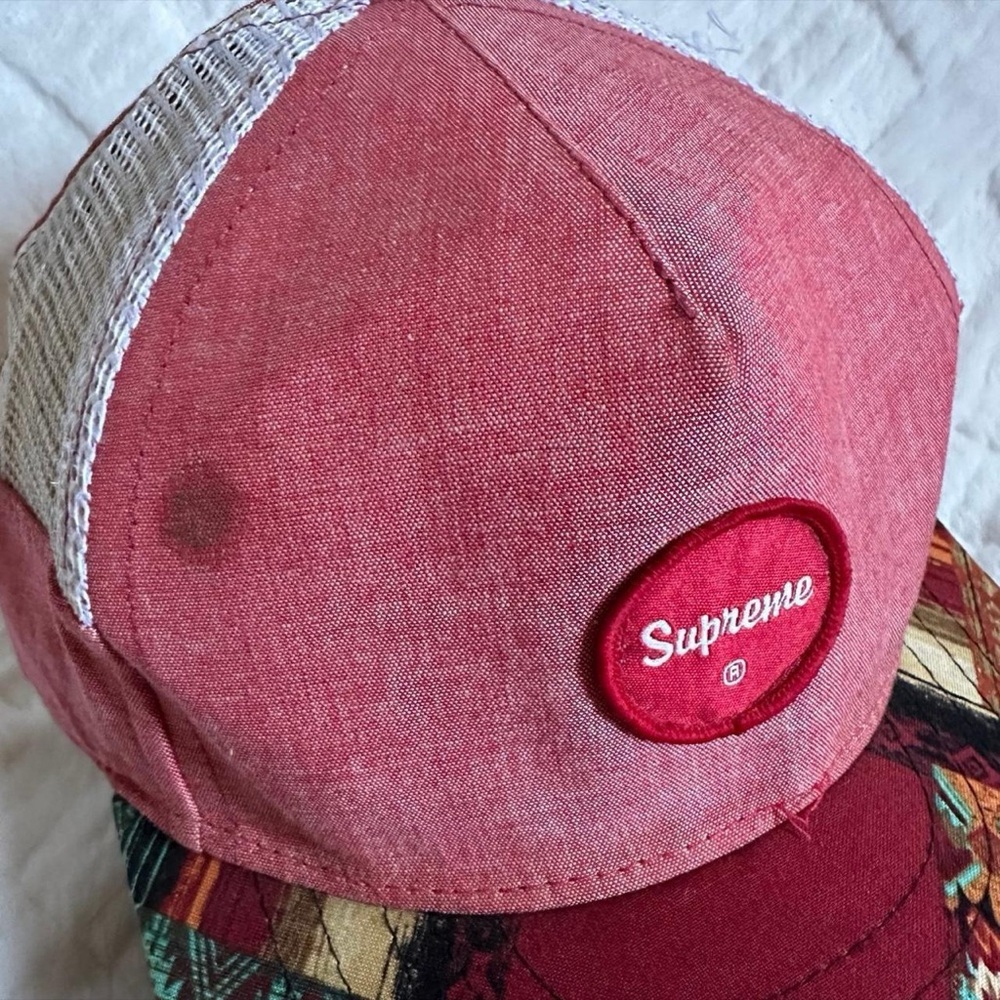 Supreme Red Patterned Cap - image 3